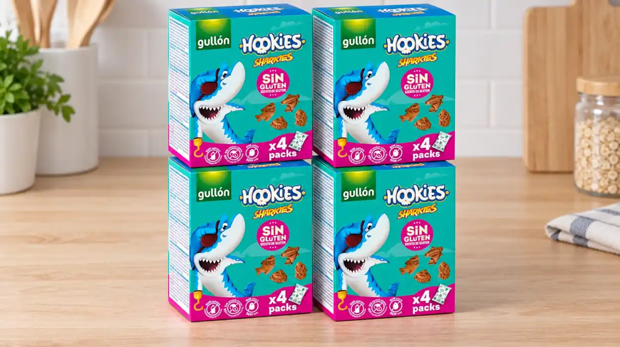 Pack x4 galletas Gullón Hookies Mini Sharkies de 160 g sin gluten