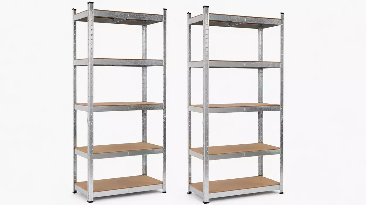 Pack de 2 estanterías metálicas KITHOME de acero galvanizado con 5 baldas