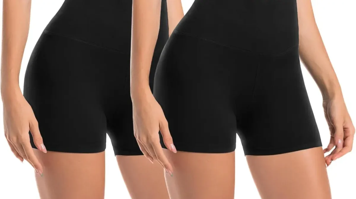 Pack de 2 mallas cortas para mujer Leafigure, cintura alta y opacas