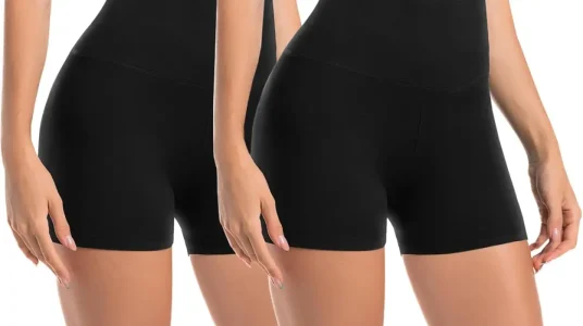 Pack de 2 pantalones cortos de ciclismo para mujer Leafigure, cintura alta y opacos