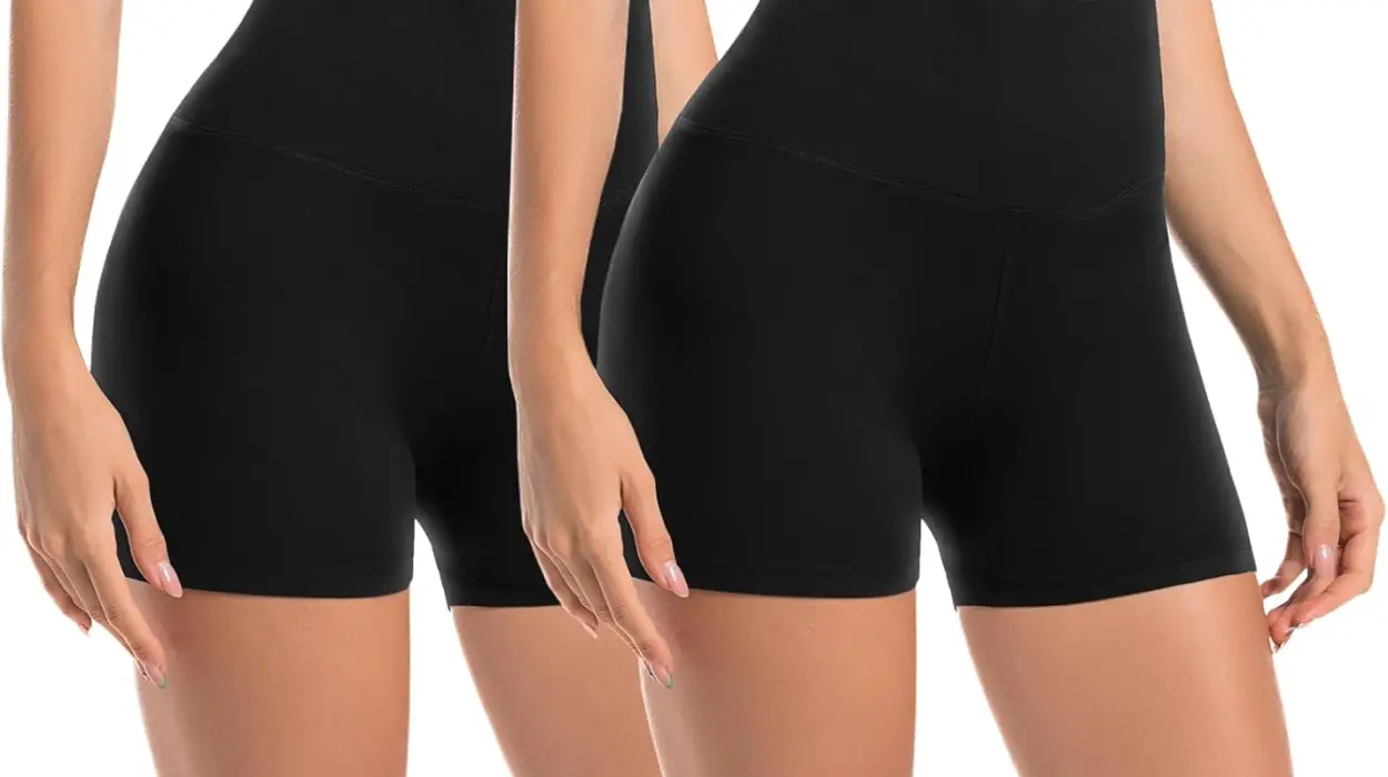 Pack de 2 mallas cortas para mujer Leafigure, cintura alta y opacas
