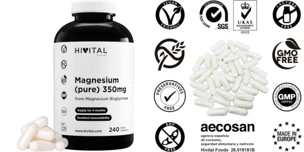 Suplemento de magnesio HIVITAL 350 mg