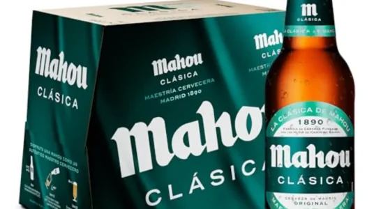 Pack de 12 botellas de Mahou Clásica, 25 cl cada una, cerveza lager dorada con sabor suave y refrescante