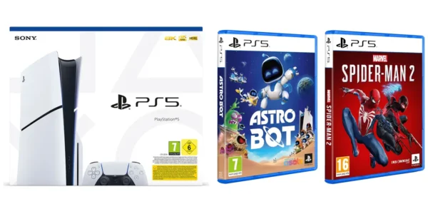 Pack de PS5 Slim (lector) + Astro Bot + Spider-Man 2