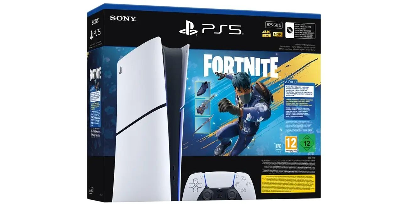 Pack PlayStation 5 Slim Digital Chasis E + Fortnite Flowering Chaos