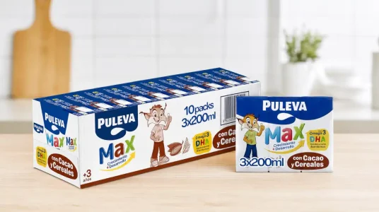 Pack x30 leche de crecimiento Puleva Max Cereales y Cacao para mayores de 3 años, de 200 ml