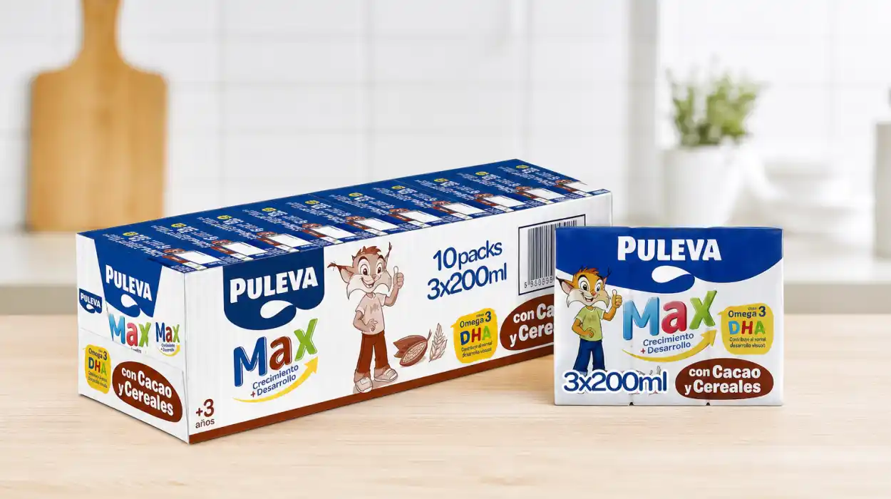 Pack x30 leche de crecimiento Puleva Max Cereales y Cacao para mayores de 3 años, de 200 ml
