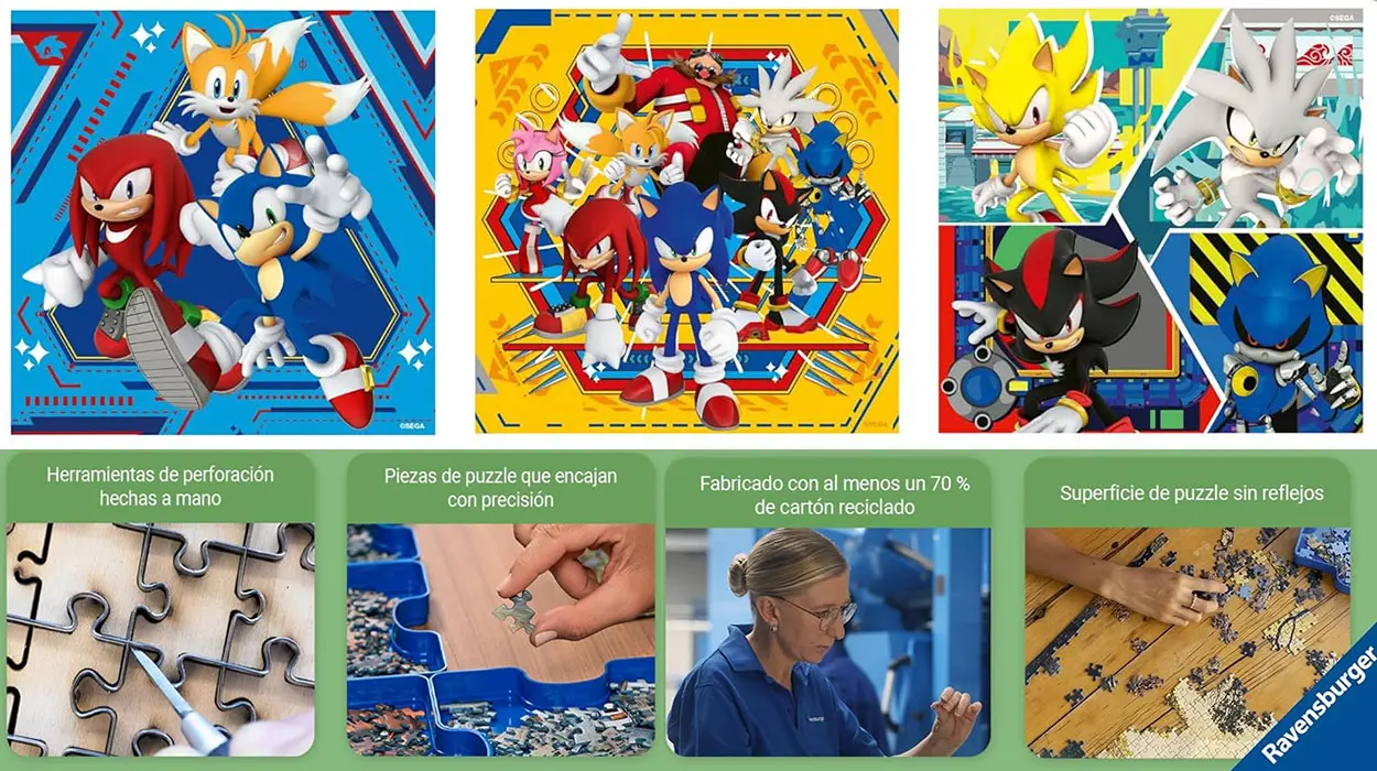 Pack Ravensburger de 3 puzles de Sonic para niños barato