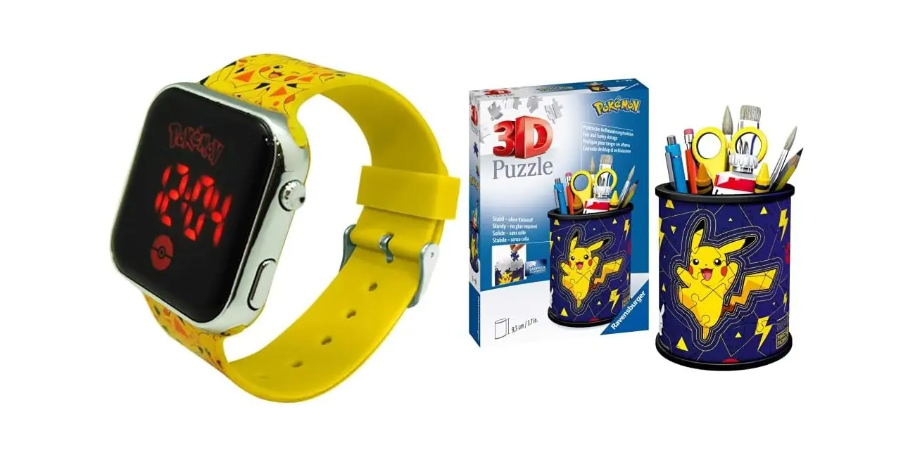 Pack reloj digital Nintendo Kids Euroswan Pokémon + puzle 3D lapicero Ravensburger Pikachu