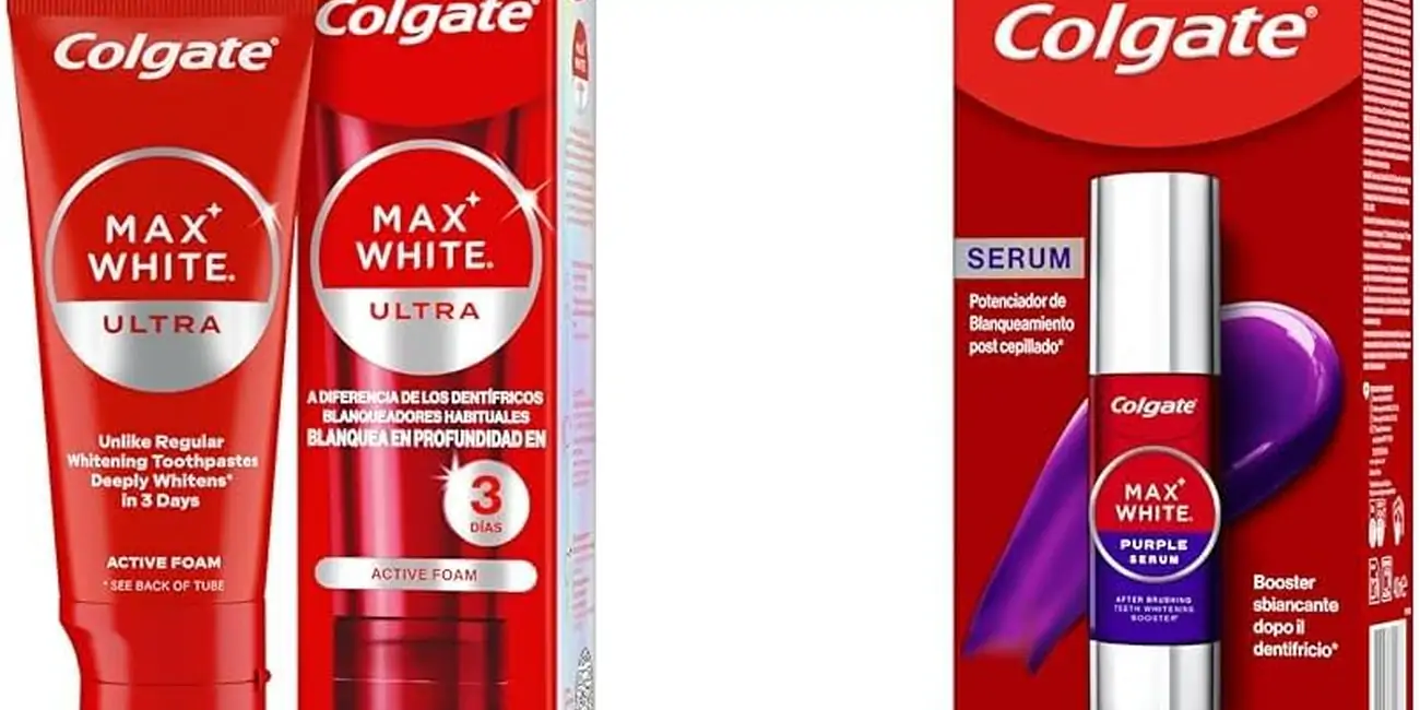 Pack Sérum Blanqueador Dental Instantantáneo + Pasta de Dientes Blanqueadora Colgate Max White Ultra Active Foam