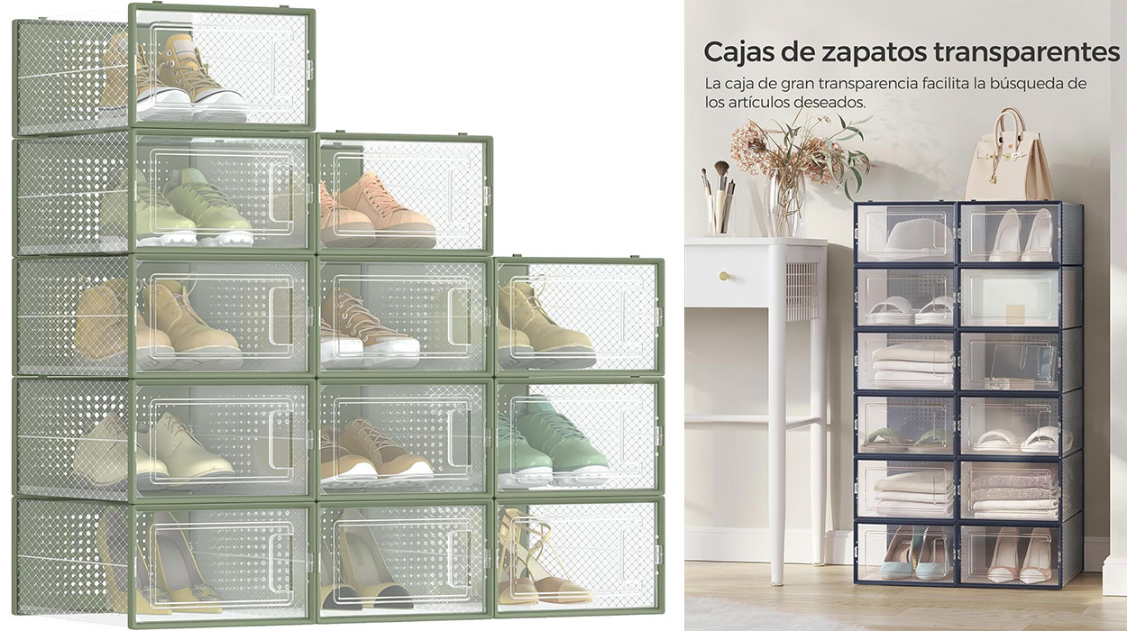 Pack Songmics de 12 cajas de zapatos apilables barato