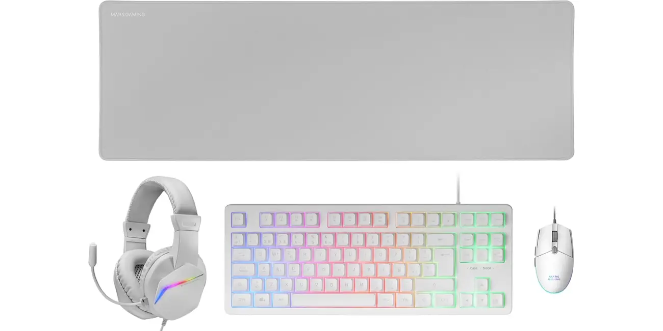 Pack de teclado, ratón, auriculares y alfombrilla XXL Mars Gaming