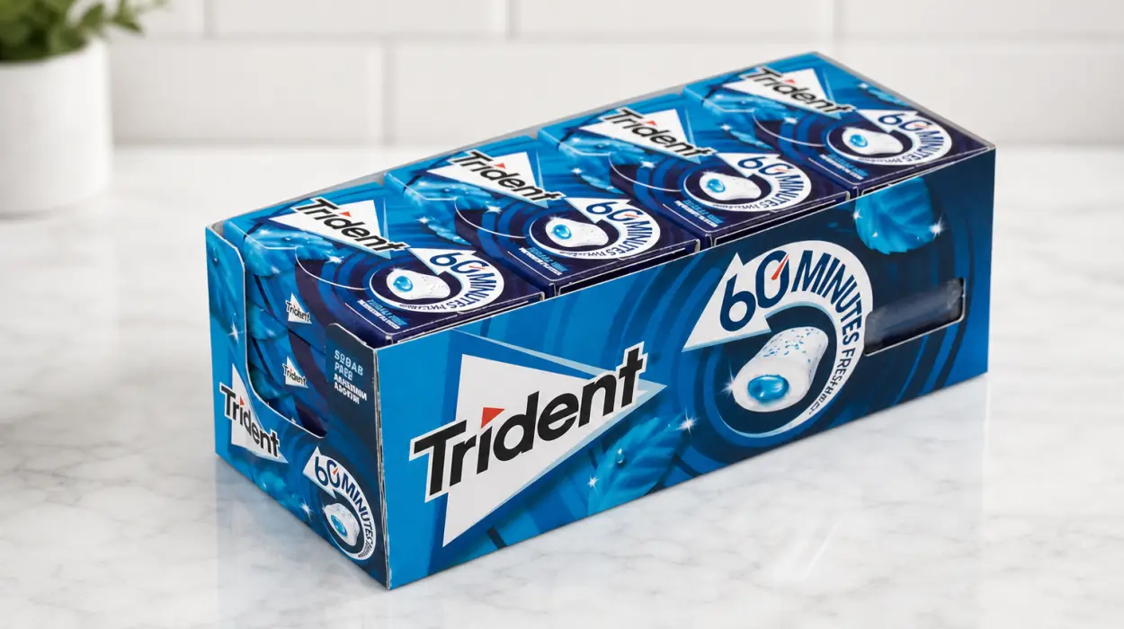 Pack x16 chicles Trident 60 Minutos Menta sin azúcar de 22 g
