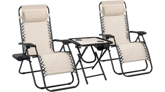 Set de 2 Tumbonas reclinables con mesa