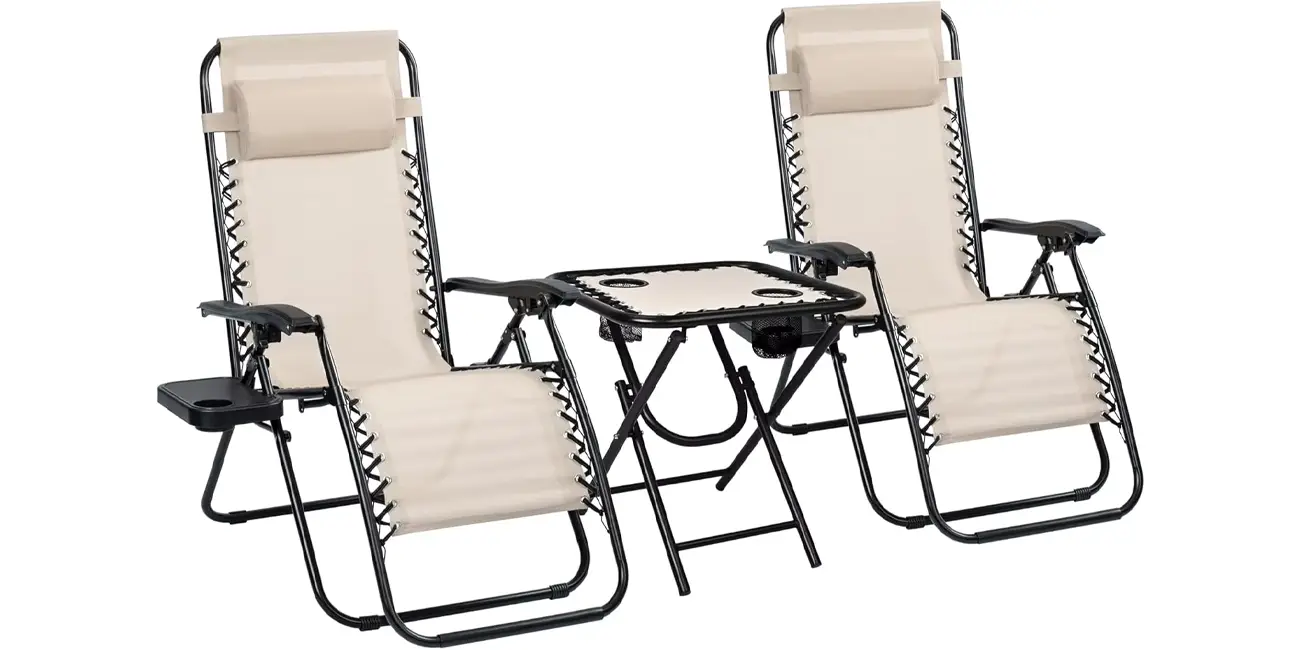 Set de 2 Tumbonas reclinables con mesa