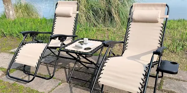 Set de 2 Tumbonas reclinables con mesa