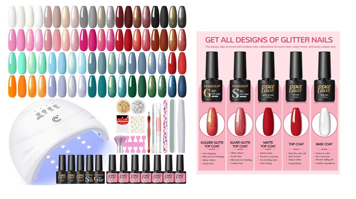 Pack uñas semipermanentes Peacecolor barato