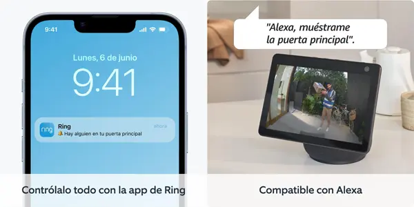 Pack Videoportero inteligente Ring con batería + cámara interior Ring