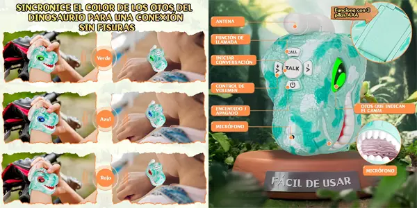 Pack walkie talkie infantil Fygurso dinosaurio
