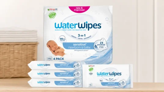 Pack de 4 paquetes de toallitas WaterWipes Sensitive+ para recién nacidos y bebés, 240 unidades