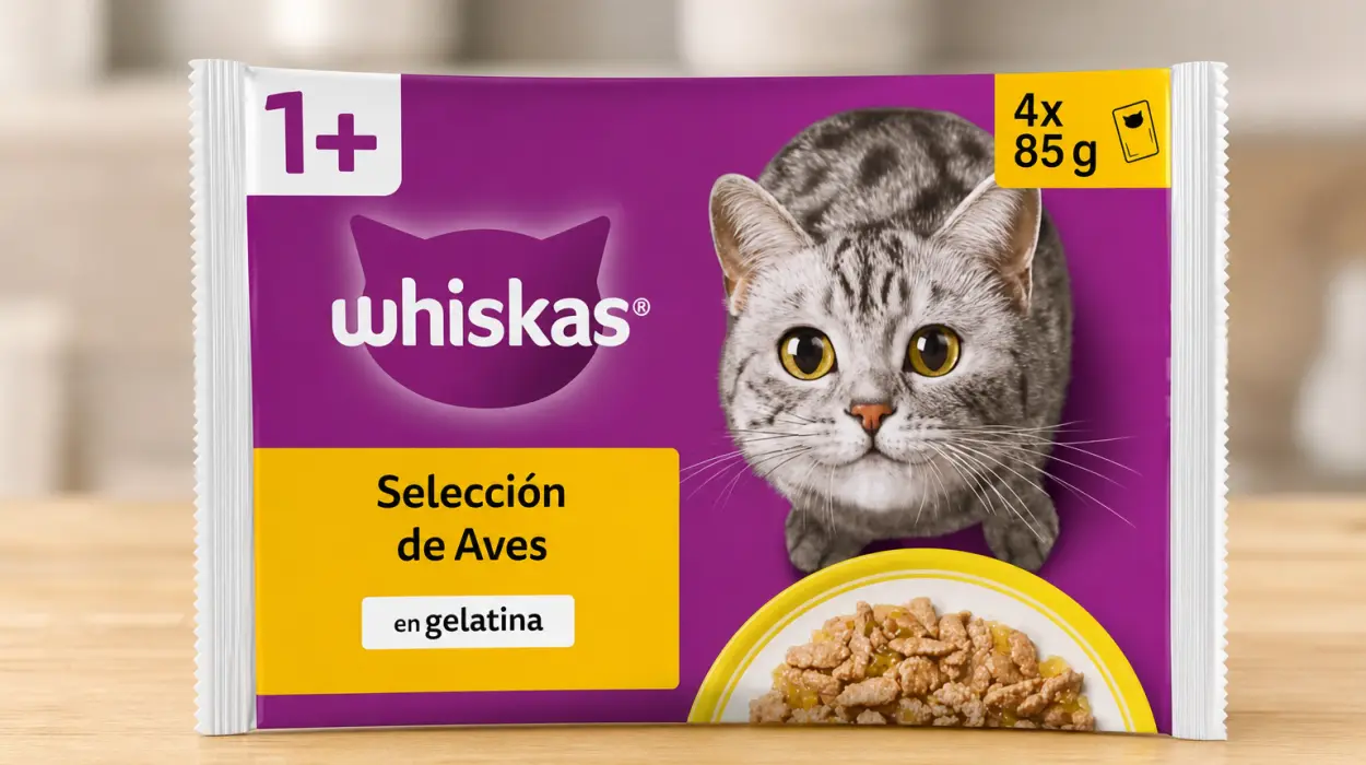 Pack x52 sobres de comida húmeda Whiskas Selección Aves en gelatina de 85 g