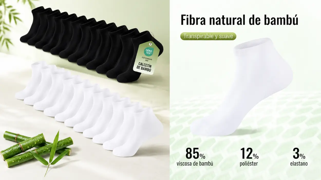Pack de 12 pares de calcetines SukModen de bambú unisex