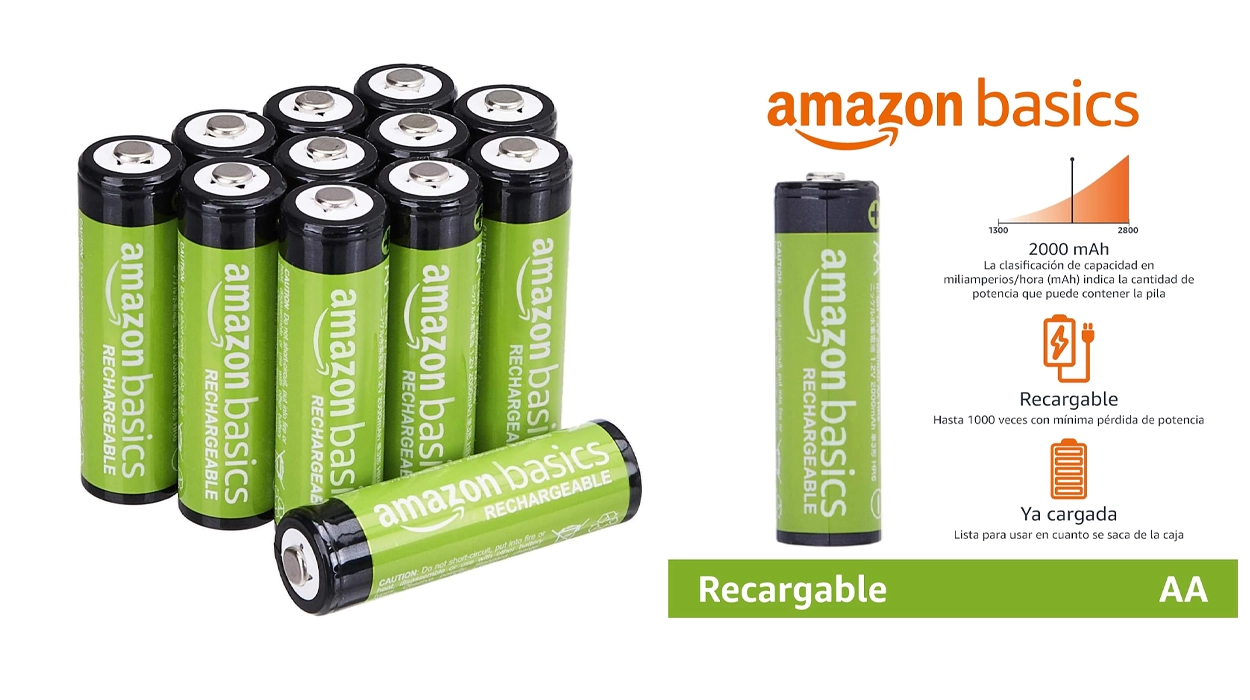 pack x12 pilas recargables Amazon Basics AA