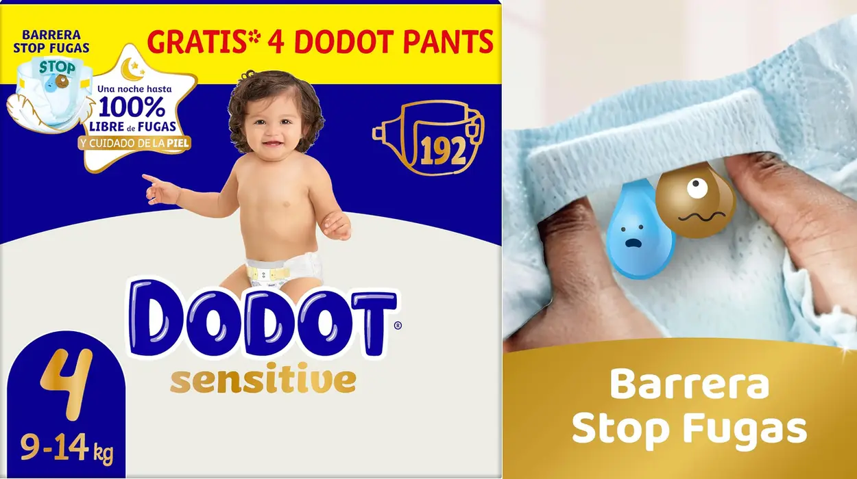 Pack x192 pañales Dodot Sensitive con 4 pants incluidos
