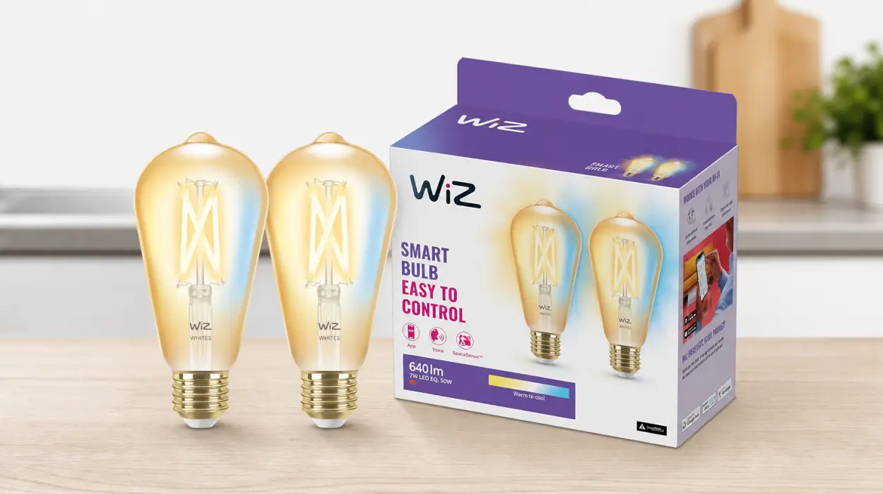 Pack x2 Bombillas inteligentes WiZ Filamento LED E27 ST64 regulables