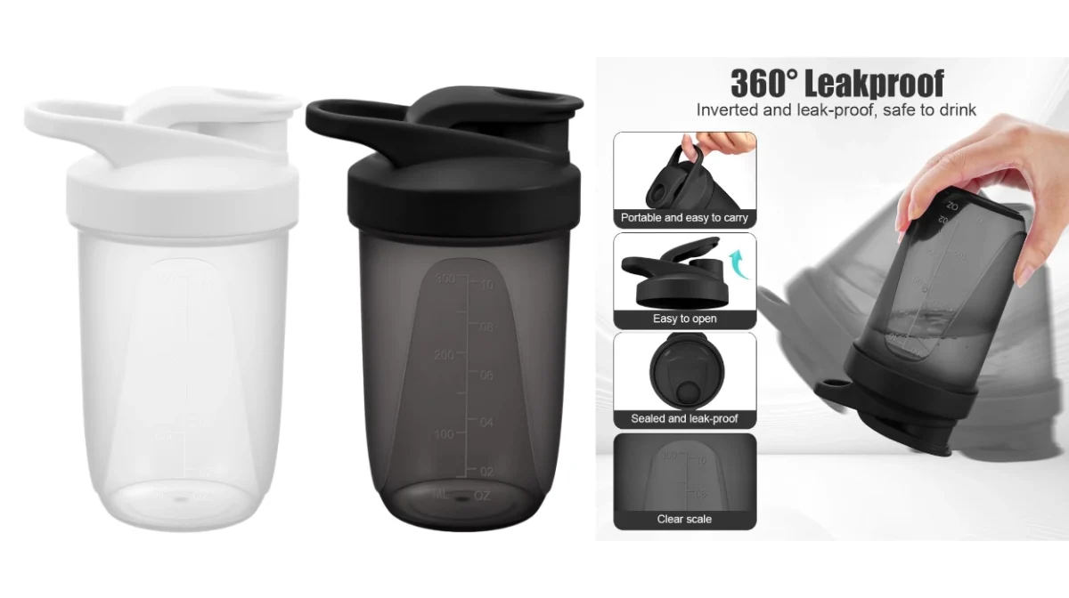 Batidos sin grumos sobre la marcha con este pack de 2 botellas mezcladoras con bola agitadora