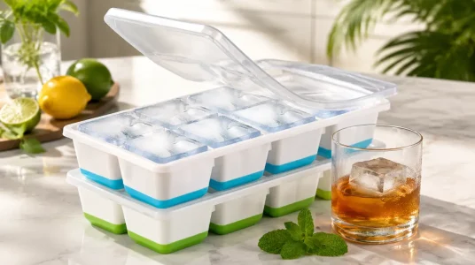 Pack x2 cubiteras JRISBO de silicona con tapa para cubitos grandes