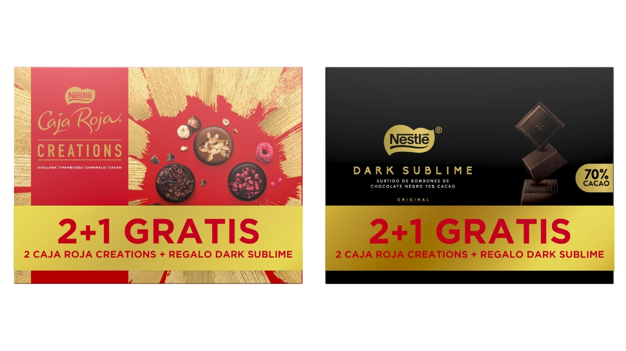 pack x2 estuches de bombones Nestlé Caja Roja Creations + estuche Dark Sublime