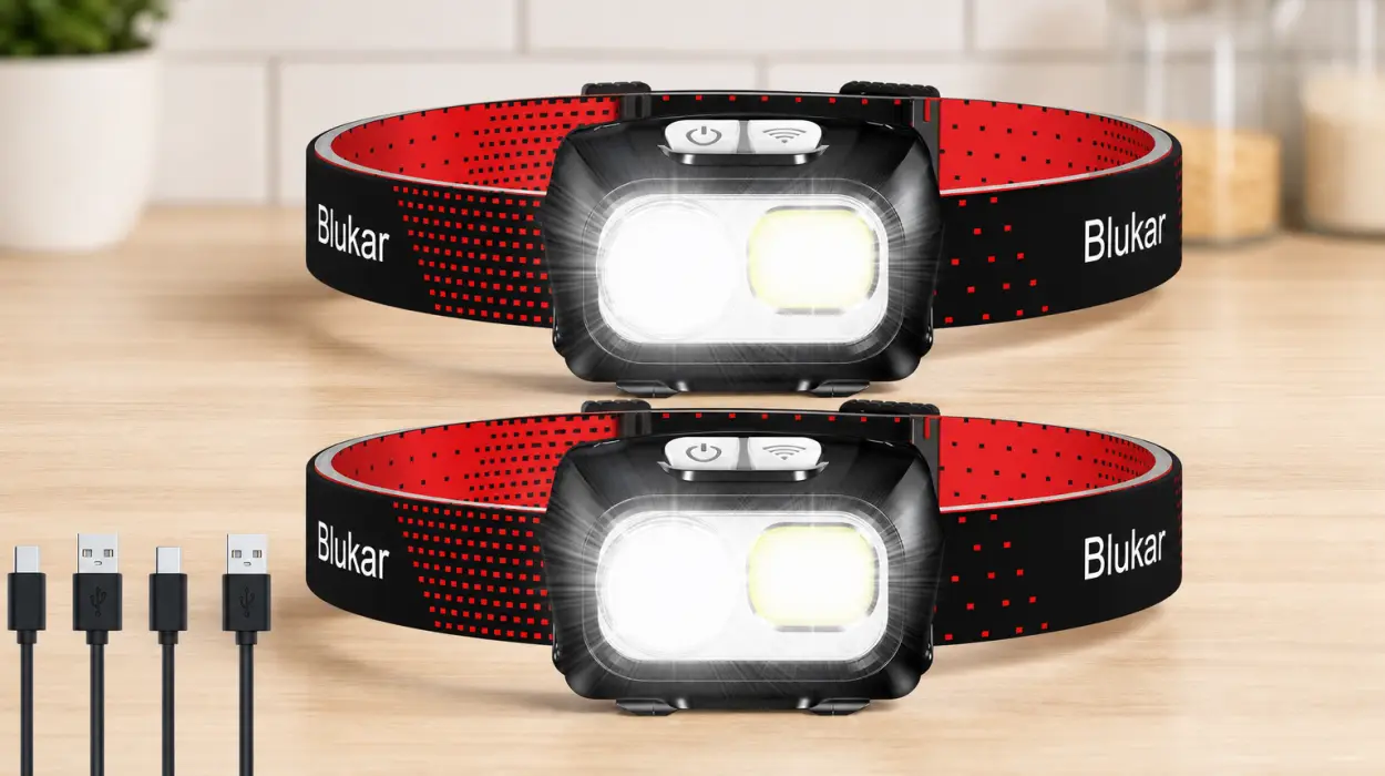 Pack x2 linternas frontales Blukar LED recargables con luz manos libres