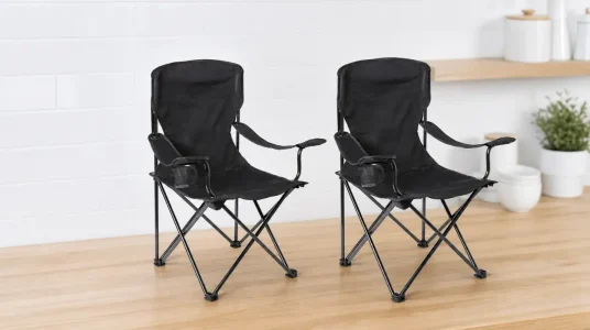 Pack de 2 sillas de camping plegables Amazon Basics con portavasos