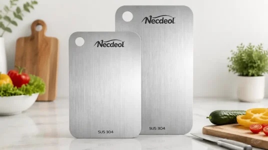 Pack x2 tablas de cortar de acero inoxidable 304 de doble cara (24 x 15 cm)