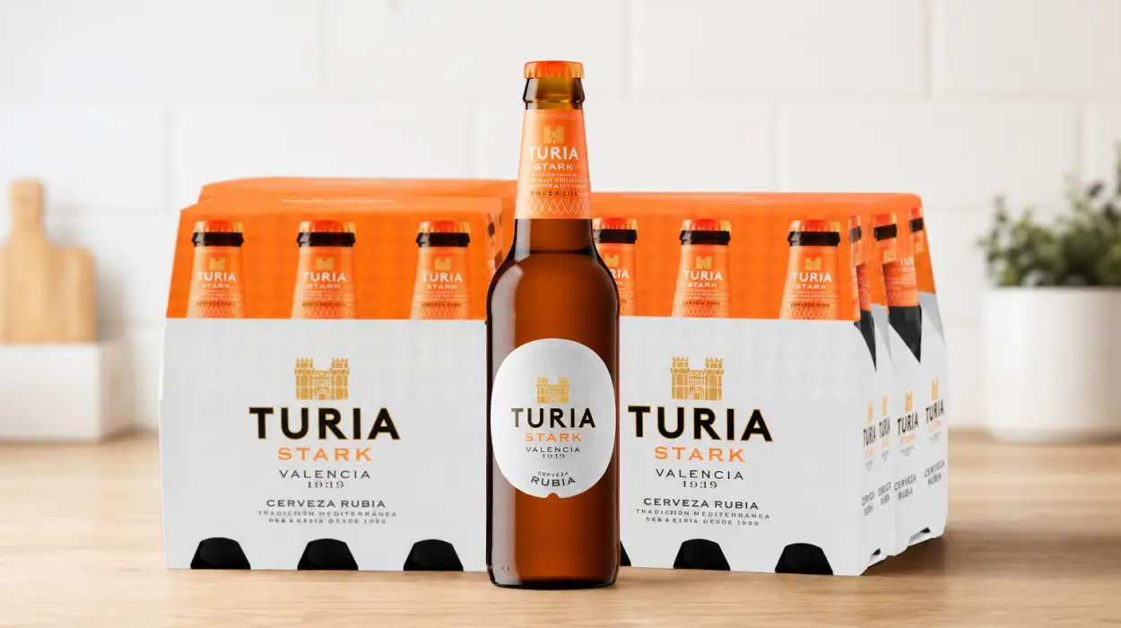 Pack x24 botellines de Cerveza Turia Stark de 25 cl con diseño exclusivo valenciano