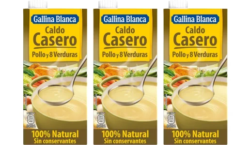 Pack x3 Caldo Casero de Pollo y 8 Verduras 100% Natural Gallina Blanca de 1L