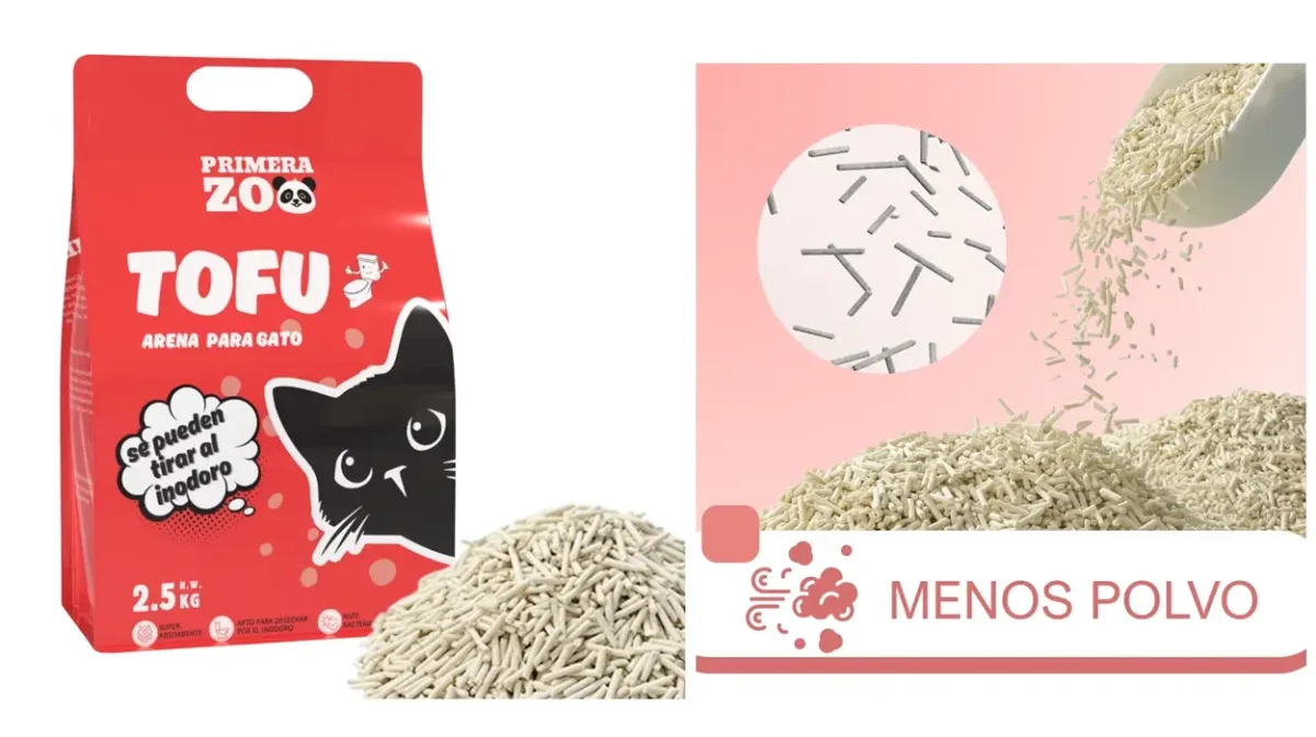 Pack x4 bolsas de arena para gatos Primera Zoo Tofu de 6L (se puede tirar al inodoro)