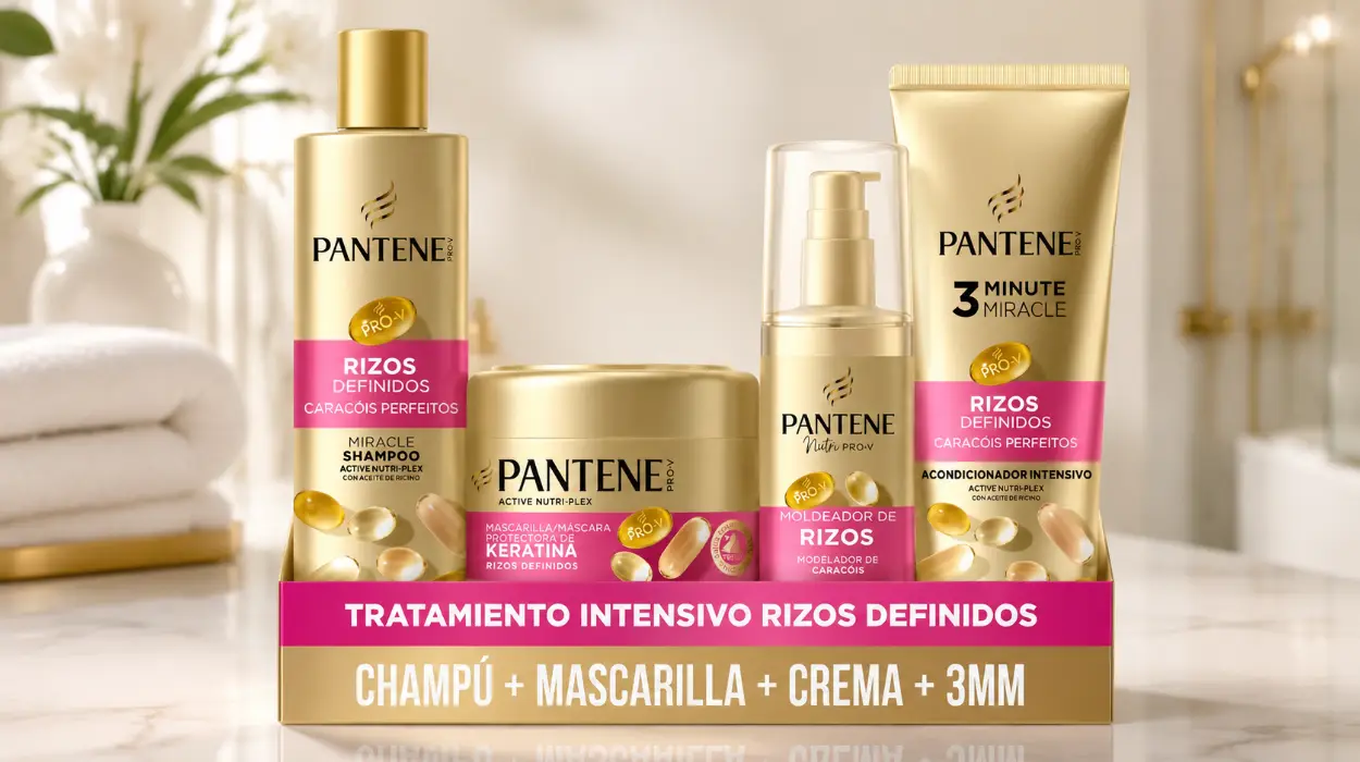 Pack Pantene Rizos Definidos con champú, mascarilla, acondicionador y moldeador