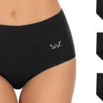 Bragas TANSTC de algodón elástico para mujer, cintura alta y pack de 5 en color negro