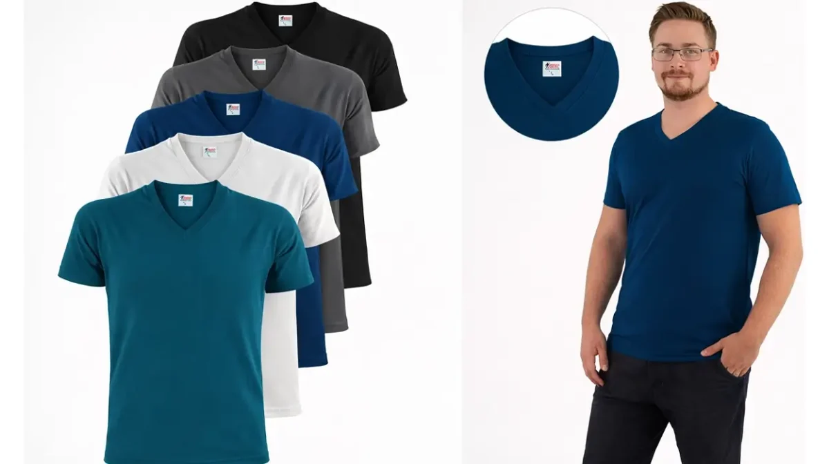 Pack x5 camisetas Alpidex cuello en V 100% algodón para hombre
