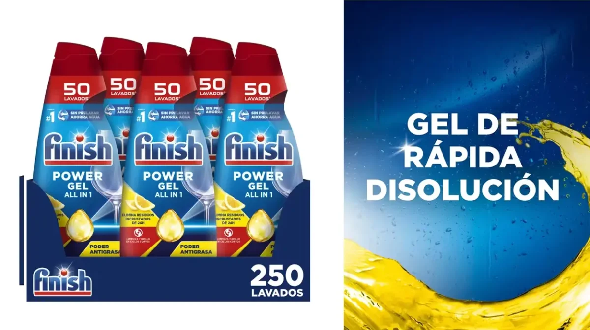Finish All in 1 Max Power Gel Limón: 5 botellas de 50 lavados a sólo 35,48€ con este cupón de AliExpress ¡7,10€ cada una!