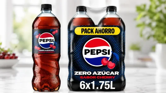 Pack de 6 botellas de Pepsi Zero Cherry de 1.75 litros, sabor cereza sin azúcar ni calorías