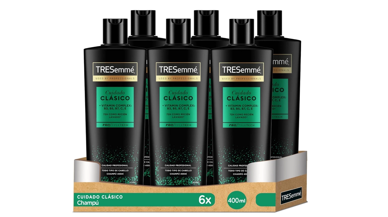 pack x6 champú Tresemmé Cuidado Clásico para todo tipo de cabello de 400 ml