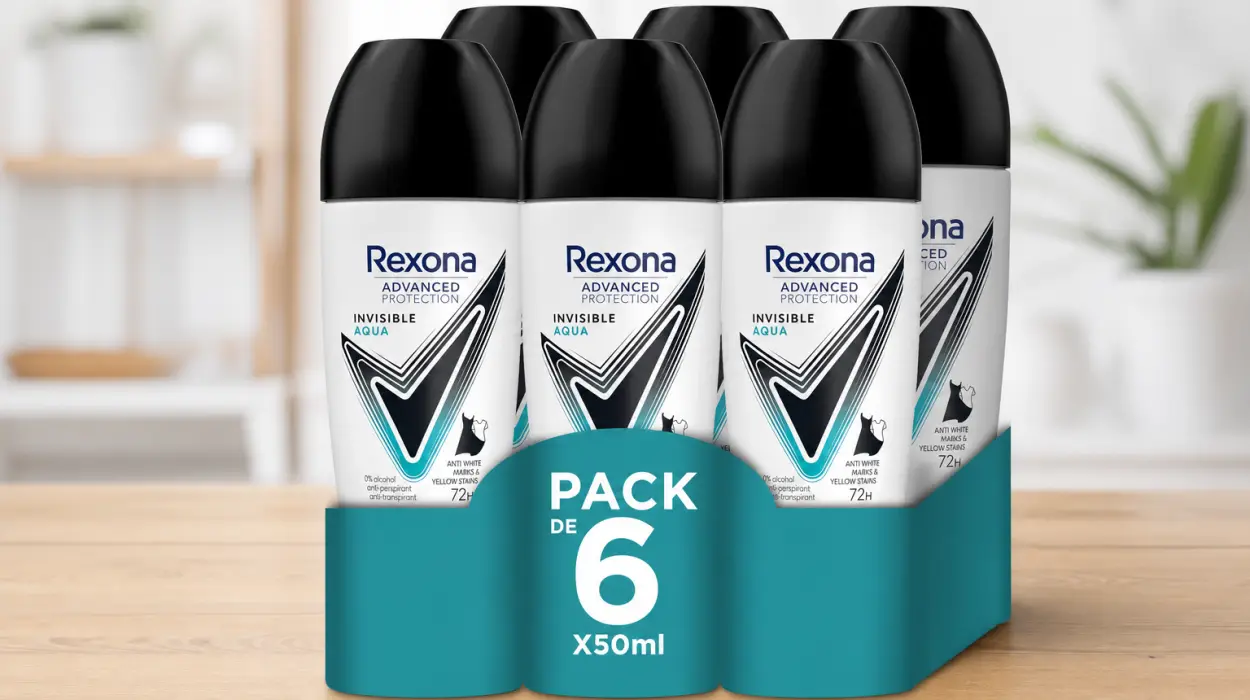 Pack x6 desodorantes roll-on Rexona Advanced Protection Invisible Aqua para mujer