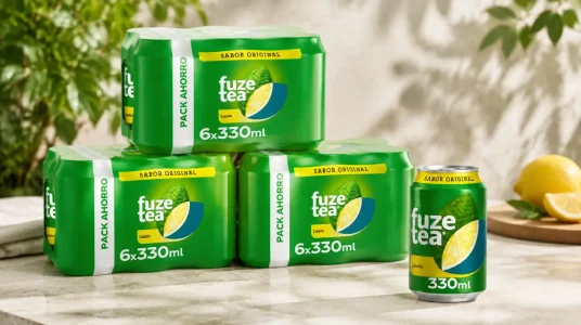 Pack x6 latas de Fuze Tea Original sabor limón de 330 ml