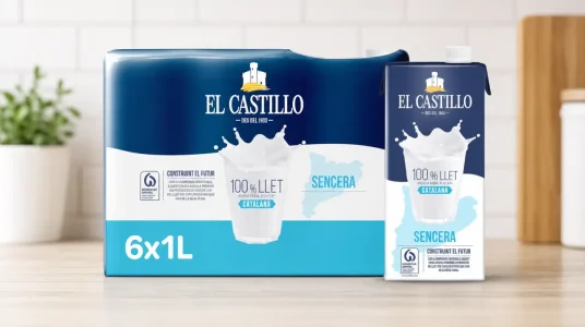 Pack x6 de leche entera El Castillo de 1 l, sin azúcares añadidos ni gluten
