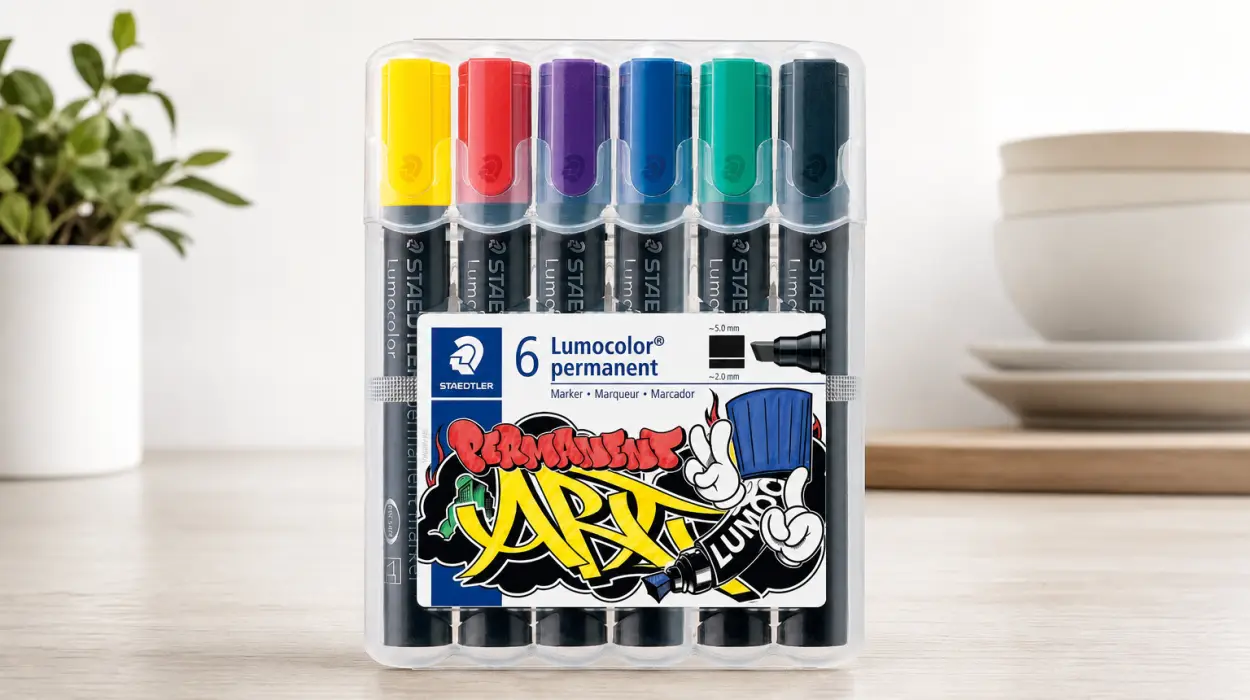 Pack x6 rotuladores permanentes Staedler Lumocolor de punta biselada