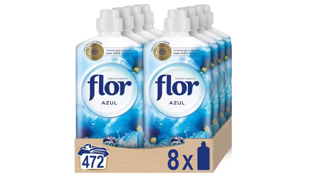 pack x8 botellas de suavizante Flor Azul de 59 dosis (472 dosis en total)
