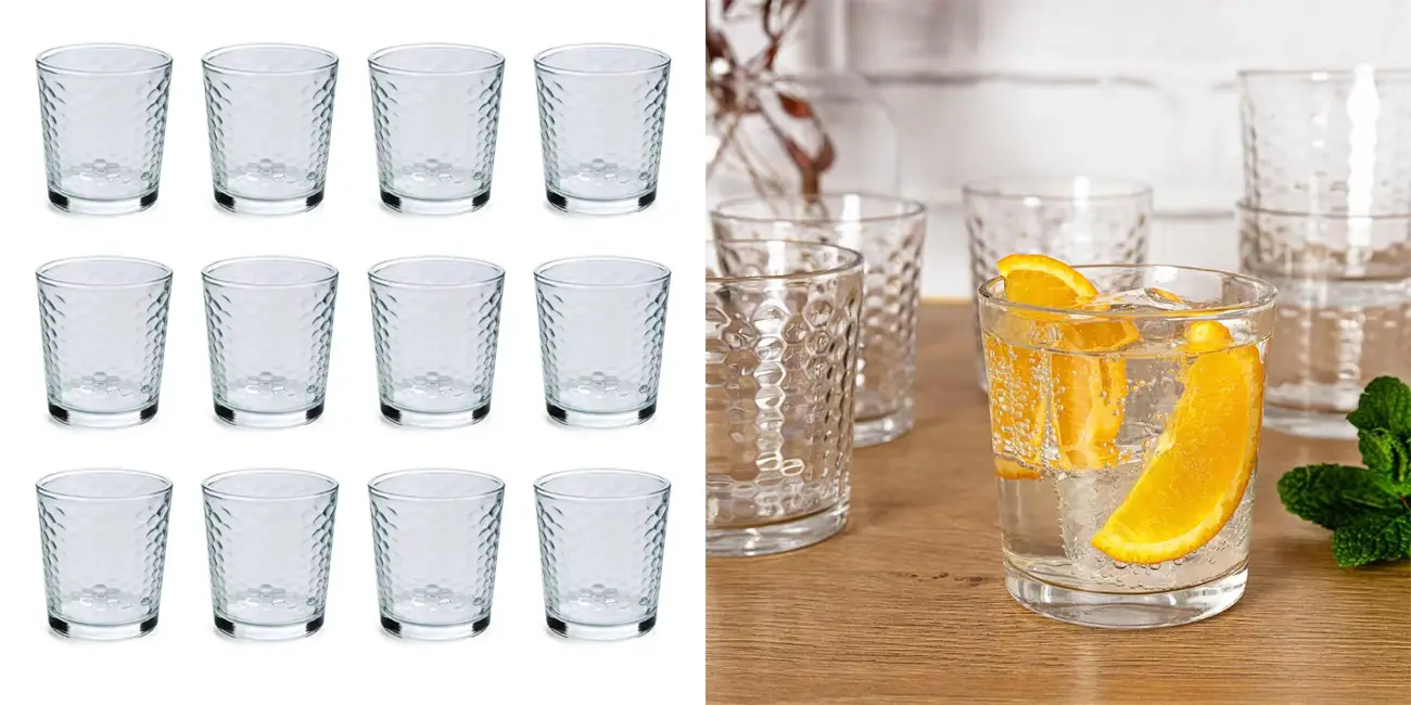 Set de 12 vasos de vidrio bajos QUID GALA